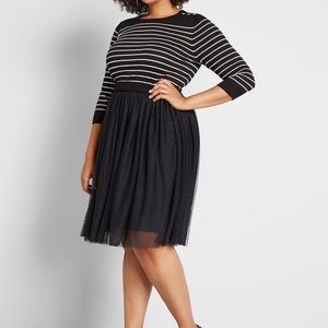 ModCloth | Striped Knit Dress Tulle Skirt
